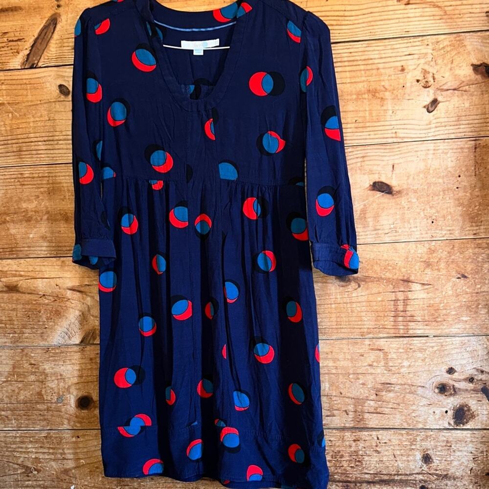 Boden Mollie Navy Tunic Dress with Red and Blue Pattern
